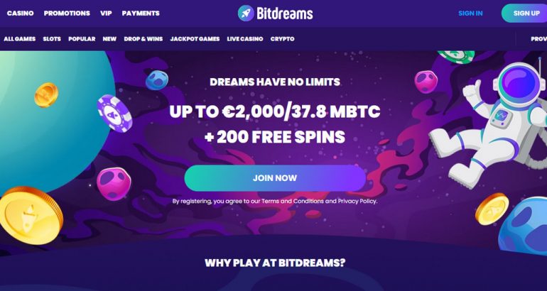 Bitdreams casino bonus code free spins