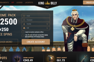 KingbillyCasino 250 Ilmaiskierrokset & Tervetuloa paketti 2500 EUR